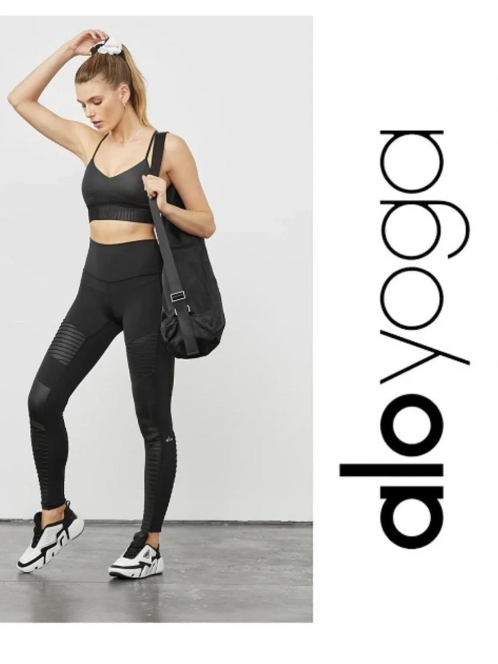 Alo Yoga 7/8 High Waist Moto Legging Black Glossy Small Gorpcore NWT